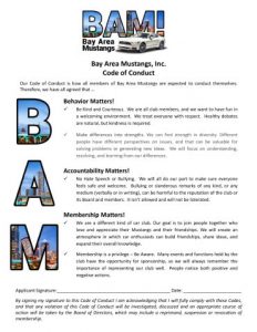Bay Area Mustangs Code of Conduct